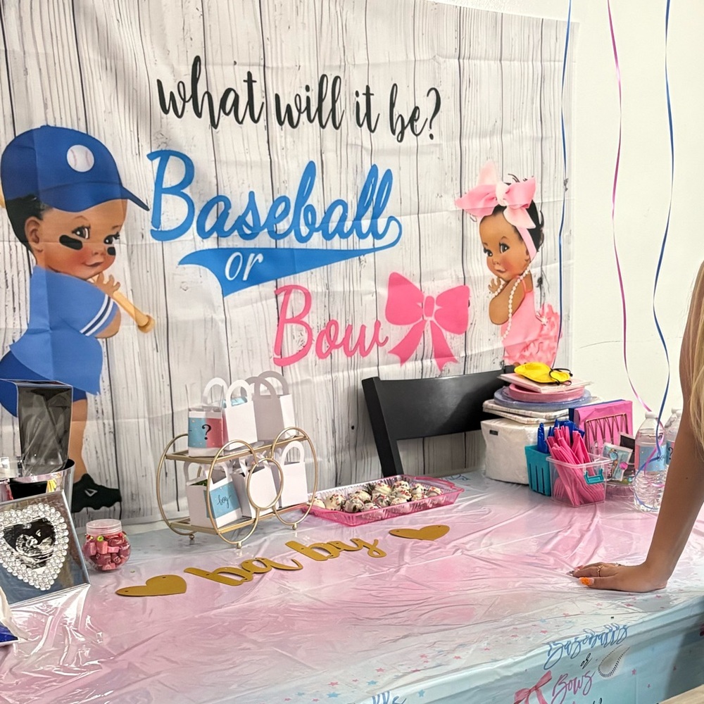 Baseball or Bow Gender Reveal Backdrop